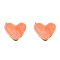 Colgante de corazón minimalista en mármol naranja con borde metálico dorado fino - Dorado-Naranja