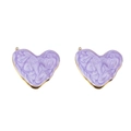 Colgante de corazón de mármol lavanda con borde dorado para joyería artesanal DIY - Color Acero-Púrpura