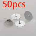 Bulk pack of 50 pieces silver stainless steel flat head ear studs for DIY jewelry - 10mm / White K/Silver