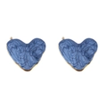 Colgante corazón mármol azul pintura al óleo en acero inoxidable 304 dorado - Acero-Azul Marino