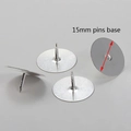 Silver 15mm flat base pin stud earrings findings for DIY jewelry making accessories - 15mm / White K/Silver