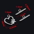 Polished silver stainless steel heart and star OT toggle clasp for DIY jewelry making - Star / Steel