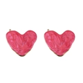 Colgante corazón de mármol rosa con marco de acero inoxidable dorado para bisutería - Acero-Rojo