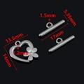 High-quality stainless steel heart OT toggle clasp connector with detailed dimensions - Flower / Steel