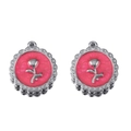 Pink marble texture rose pendant in silver finish with scalloped edge for DIY jewelry - Rose Red-Steel