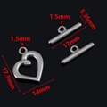 Polished stainless steel heart-shaped OT toggle clasp for DIY jewelry making - Asymmetric Heart / Steel