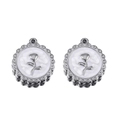 Silver stainless steel rose flower charm pendant with white enamel for DIY jewelry - White-Steel