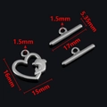 Polished silver heart-shaped toggle clasp with dolphin relief for DIY jewelry making - Dolphin / Steel