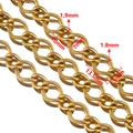 Goldene 304 Edelstahl-Torsionskette O-Ketten-Link-Maße für DIY-Schmuckzubehör - 【1 Meter / Packung】 / Gold