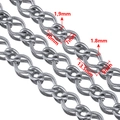 304 Edelstahl Gliederkette in Silber mit verdrehter O-Form und 1,9 mm Materialstärke - 【1 Meter / Packung】 / Stahlfarben