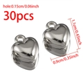 Set of 30 silver heart-shaped CCB charms for DIY jewelry making with polished finish - Smooth Style / 30 Pieces/Pack (9x11mm) / Silver