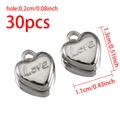 Silver CCB heart pendant with Love engraving and top hole for DIY jewelry making - Love Lettering Style / 30 Pieces/Pack (11x13mm) / Silver