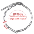 Detailed view of silver stainless steel paperclip chain necklace with exact dimensions - 4x12mm / Steel