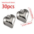 Set of 30 silver CCB heart charms for DIY jewelry making 2.7cm large size - Smooth Style / 30 Pieces/Pack (27mm) / Silver