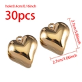 Golden 2.7cm CCB heart pendant set of 30pcs with 0.4cm hole for DIY jewelry making - Smooth Style / 30 Pieces/Pack (27mm) / Gold