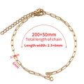 Detailed specs for gold stainless steel paperclip chain with 200mm length and extension - 2.5x6.5mm / Gold