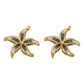 Golden stainless steel starfish charm with marble grey enamel for DIY jewelry making - Black Starfish
