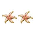 Pink and white enamel starfish pendants with golden edges for DIY jewelry making - Starfish-Red