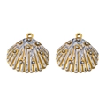 Golden scallop shell charms with white marble enamel and beads for DIY jewelry making - Black Shell 1