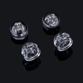 Set of 4 DIY earring backs with metal butterfly clutch and transparent silicone plugs - 5mm / White K/Silver