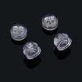 Clear silicone and silver metal butterfly earring backs for DIY jewelry findings - 5mm / Silver