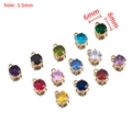 Golden 6mm stainless steel round stone charms in multiple colors for DIY necklaces - Dark Blue Style / Gold