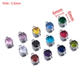 6mm gold-plated stainless steel round birthstone charms set for DIY jewelry making - Dark Blue Style / Steel