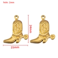 Golden stainless steel cowboy boot charms 24x21mm for DIY jewelry making - 21mm / Gold