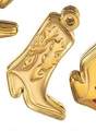 Goldener Edelstahl Westernstiefel Anhänger mit Blumenprägung für DIY Schmuckherstellung - 14mm Stil / Gelb