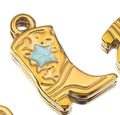 Goldener Cowboystiefel-Anhänger mit blauem Stern für DIY Halsketten und Armbänder - Stern-Stil / 5 Stück / Grün