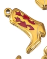 Goldener Westernstiefel-Anhänger mit roter Flamme aus Emaille und kleiner Aufhängeöse - Roter Stiefel Stil / 14mm (5 Stück/Packung) / Rot