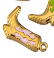 Cowboy-Stiefel Anhänger in Gold mit Emaille in Rosa und Grün für DIY Schmuckdesign - 14mm Stil / 5 Stück / Rosa
