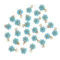 Colgantes de margaritas de cristal azul claro con lazos dorados para hacer joyería DIY - Azul claro