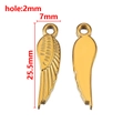 Ciondolo ad ala in acciaio inossidabile dorato con piume e lunghezza di 25,5 mm - Oro-Ali