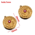 Ciondolo occhio di Horus dorato in acciaio inossidabile e smalto rosso, 20 mm x 18 mm - Rotondo-Rosso