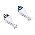 2pcs 20mm evil eye fish charms in white enamel with gold plated stainless steel edges - 20mm / White