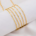 Golden faceted cross chain for DIY jewelry making on a white cylindrical stand - Gold Double Oval / 1 Meter/Pack