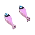 Pink enamel evil eye fish charms in gold finish for DIY jewelry making sets - 20mm / Pink