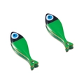 Evil eye fish charms in green enamel and gold finish for DIY jewelry necklaces - 20mm / Green