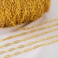 Goldene Büroklammerkette für DIY-Schmuck auf weißer Spule und flachem Layout - Gold Lang Oval / 1 Meter/Packung