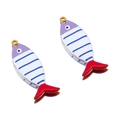 Striped fish-shaped stainless steel pendant charms with purple white blue red enamel finish - Striped Fish Style / Gold-Purple Dark Blue