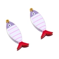 Pair of cartoon fish charms with purple head and pink stripes for DIY jewelry making - Striped Fish Style / Gold-Purple Pink