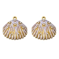 Bohemian seashell pendant with purple enamel and pearls in golden finish - Purple Shell 1