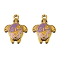 Bohemian style sea turtle pendants in gold plating with purple and pink enamel finish - Purple Turtle