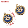 Ciondoli Evil Eye in smalto blu e oro con foro da 2mm per collane e bracciali fai da te - Distintivo-Blu