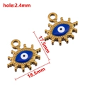 Ciondolo occhio del malocchio dorato e smaltato, 18,5mm x 17,5mm per gioielli fai-da-te - Occhio-Blu