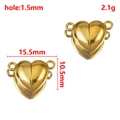 Fermoir magnétique en forme de cœur doré avec trous de 1.5mm pour bijoux DIY - Forme de Coeur / 16x6mm (1 Paire/Paquet) / Or