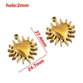 Golden sun heart pendant for DIY jewelry making, size 27.4mm by 24.7mm with 2mm hole - 【1 pc/pack】 / Smooth Small Heart Sun
