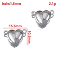 Fermoir magnétique coeur argenté poli pour colliers DIY avec trou de 1,5 mm - Forme de Coeur / 16x6mm (1 Paire/Paquet) / Argent Brillant