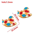 Ciondolo a cuore smaltato dorato fai-da-te con motivi geometrici colorati e foro 1.5mm - Cuore-Multicolore